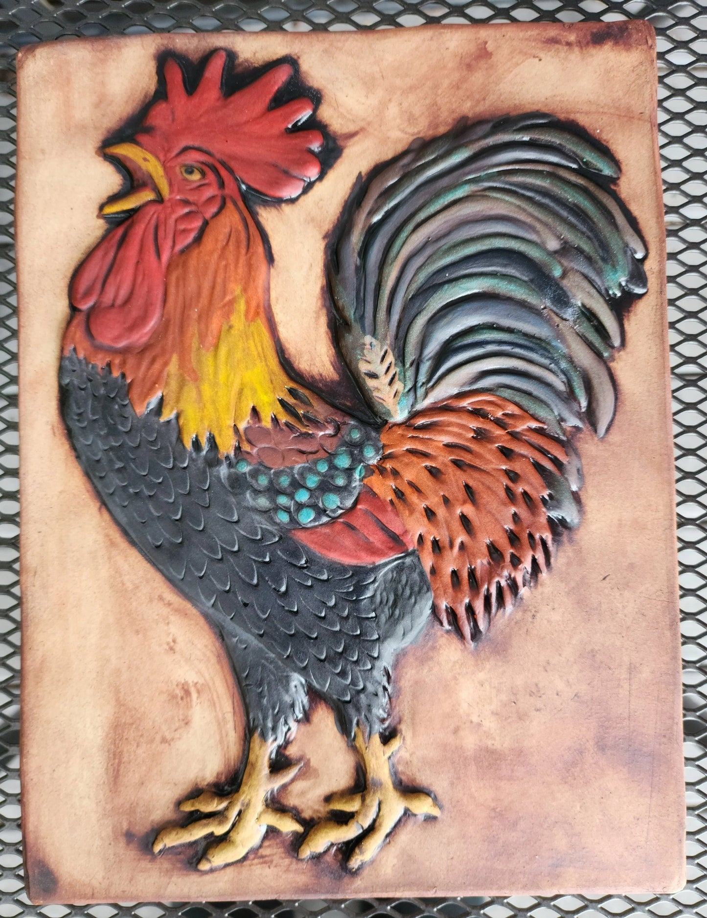 Rooster Sculpture Ceramic Art Tile