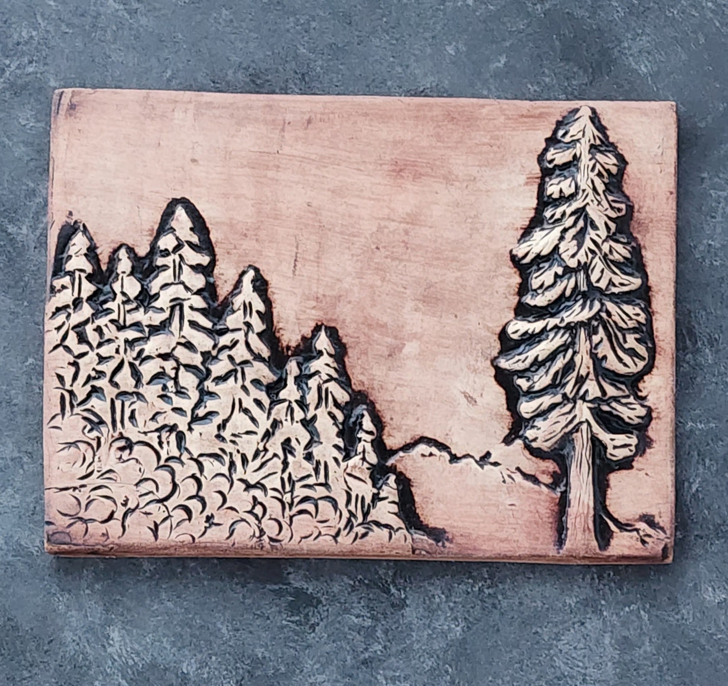 Redwood Forest Ceramic Bas-relief Art Tile w/stand...