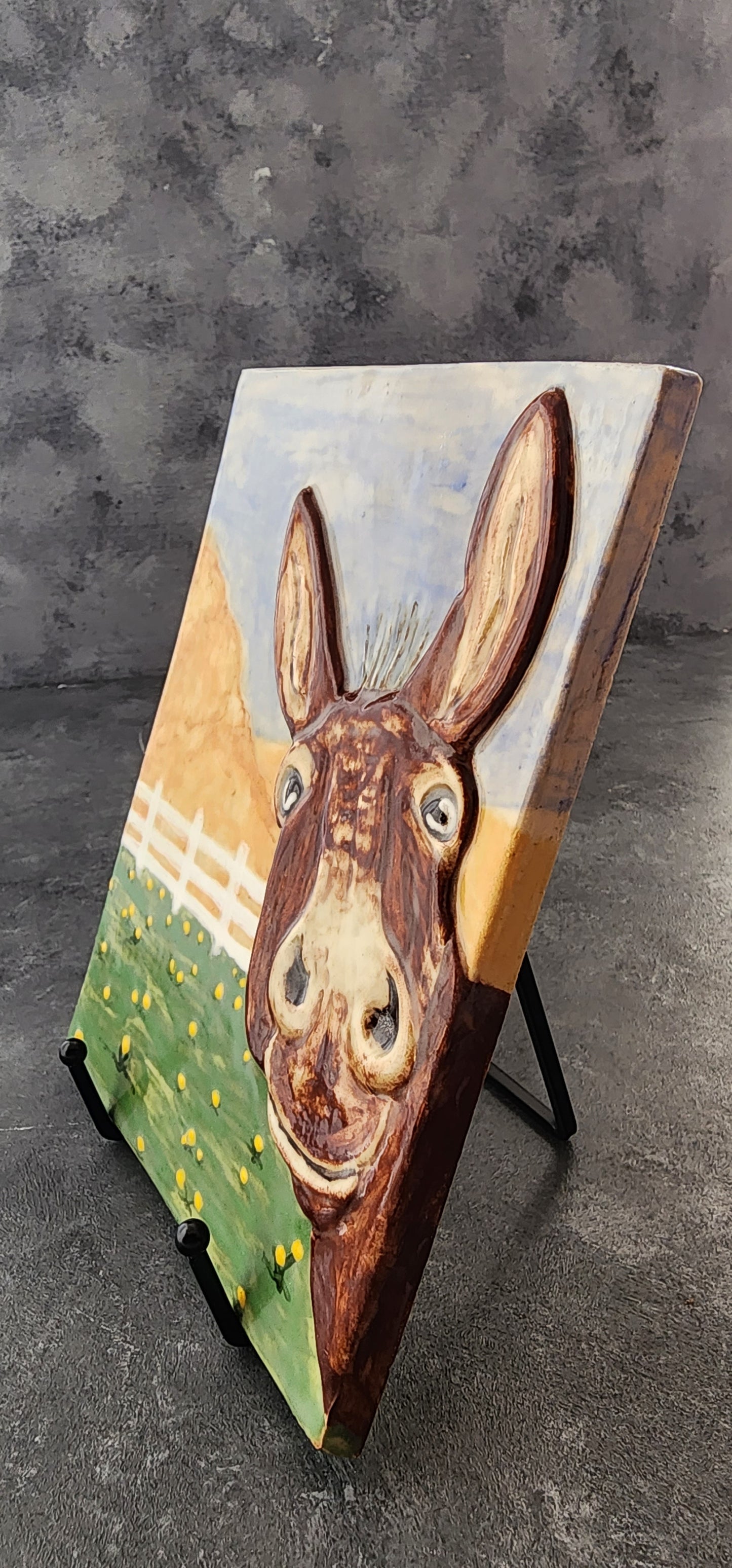 Cute Donkey Ceramic Sculpture Art Tile