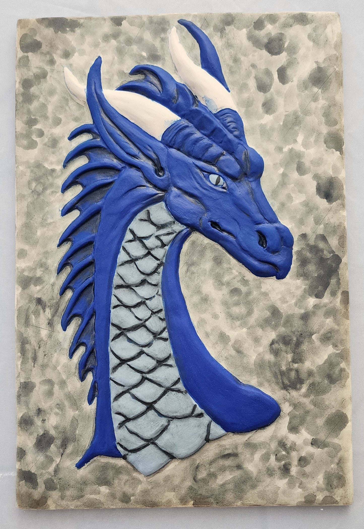 Dragon Sculpture Ceramic Art Tile w/stand