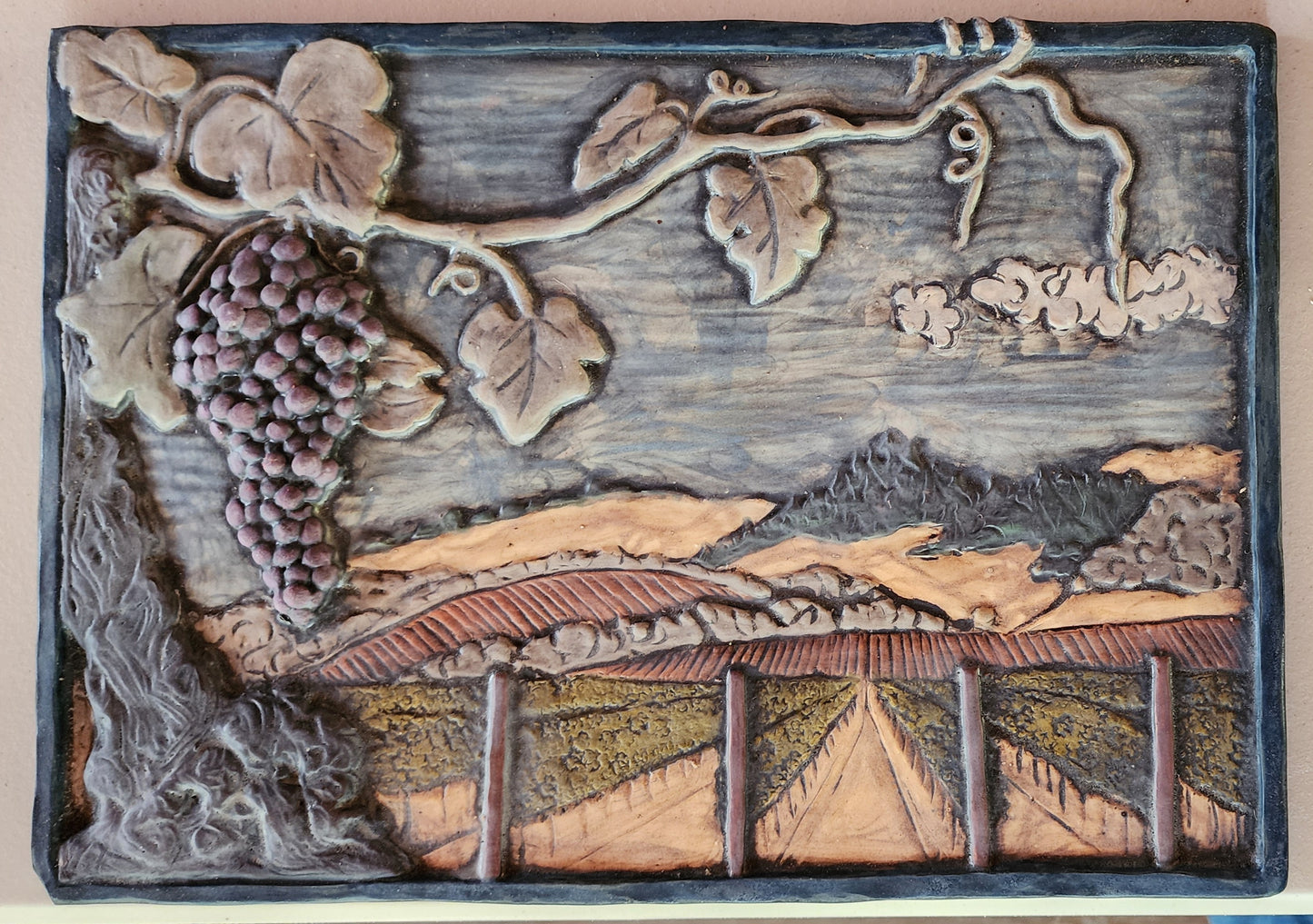 Vineyard at Dusk 14x10 multicolored