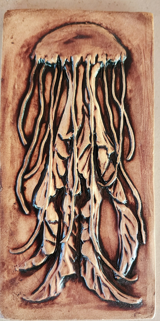 Jellyfish, single glaze, 8x4 inches