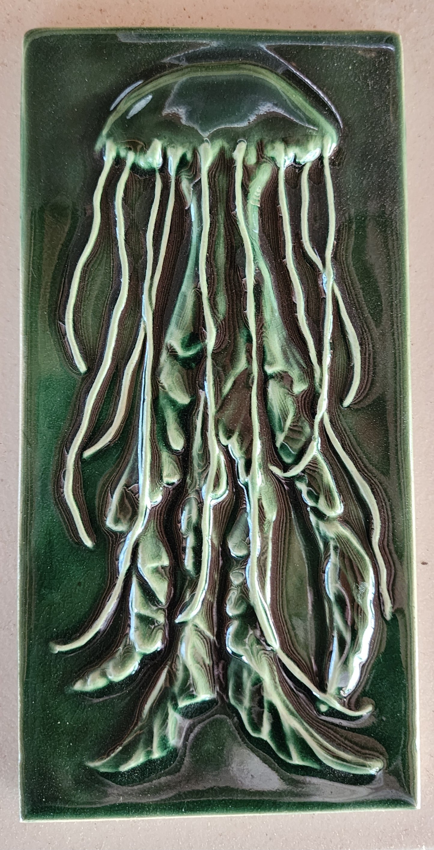 Jellyfish, single glaze, 8x4 inches