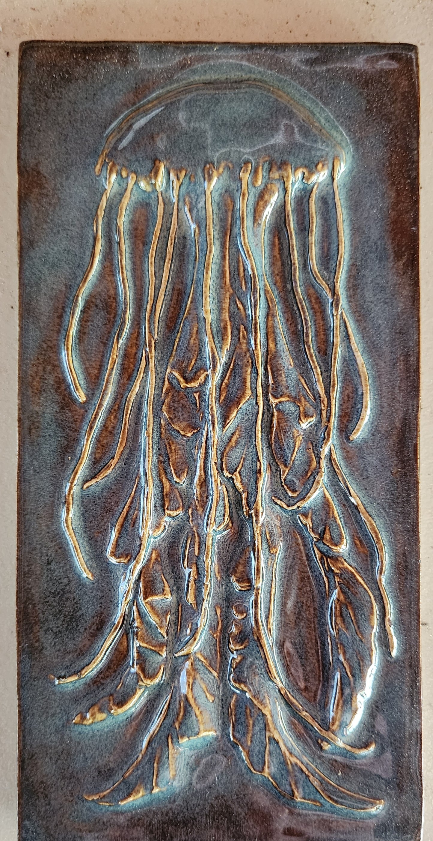 Jellyfish, single glaze, 8x4 inches