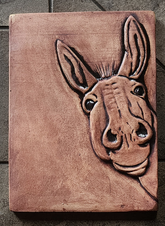 Donkey Ceramic Relief Art Tile w/ stand ...